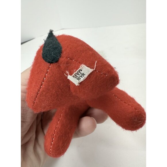 Vintage Felt Velvet Sawdust Stuffed Red Lion Made in Japan 7 Inch - Picture 6 of 7